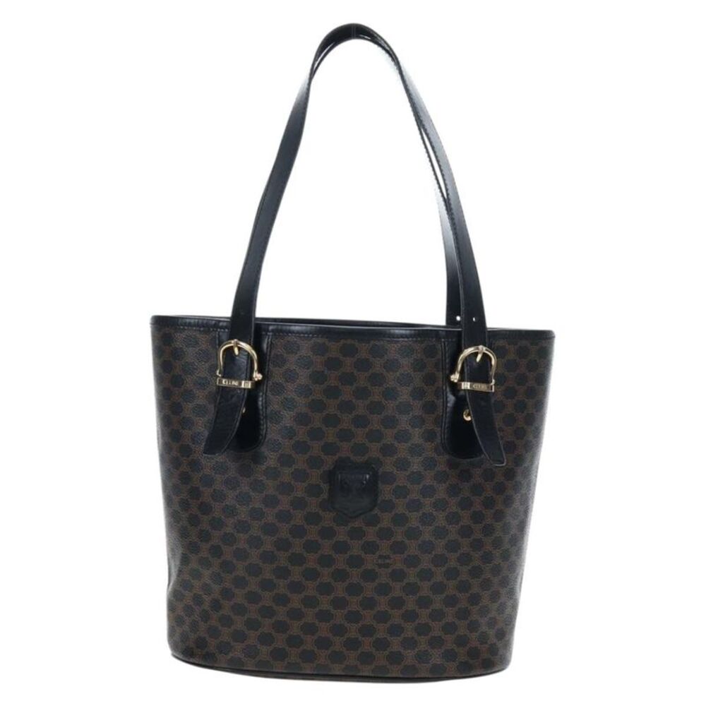 Celine C Macadam Tote Pvc Leather/ Macadam Canvas Black Pvc Shoulder Bag Bag